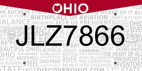 JLZ7866 Ohio License Plate