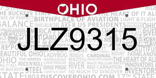 JLZ9315 Ohio License Plate