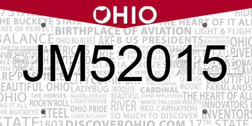 JM52015 Ohio License Plate