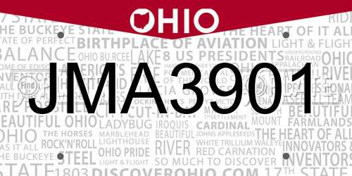 JMA3901 Ohio License Plate