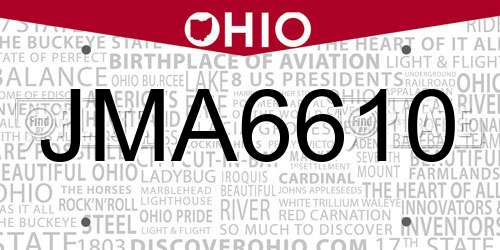 JMA6610 Ohio License Plate