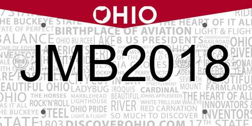 JMB2018 Ohio License Plate