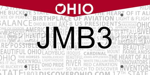 JMB3 Ohio License Plate