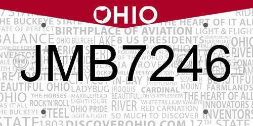 JMB7246 Ohio License Plate