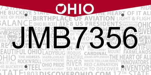JMB7356 Ohio License Plate