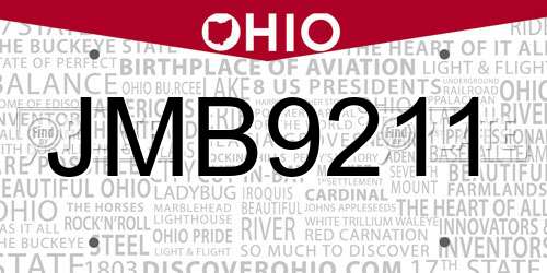 JMB9211 Ohio License Plate