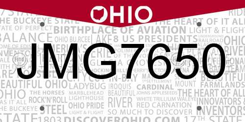 JMG7650 Ohio License Plate