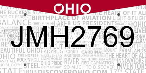 JMH2769 Ohio License Plate