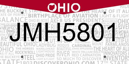 JMH5801 Ohio License Plate