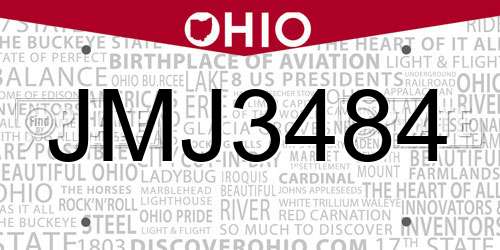 JMJ3484 Ohio License Plate