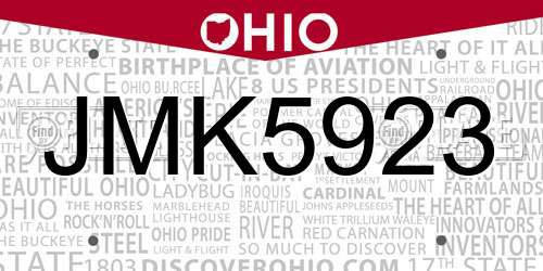 JMK5923 Ohio License Plate