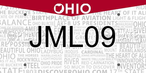 JML09 Ohio License Plate
