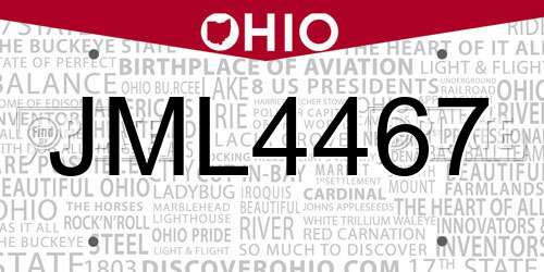 JML4467 Ohio License Plate