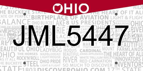 JML5447 Ohio License Plate