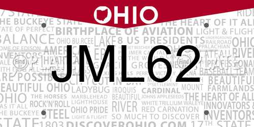 JML62 Ohio License Plate