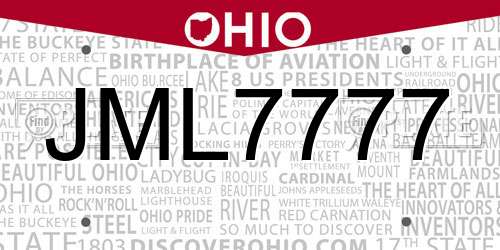 JML7777 Ohio License Plate