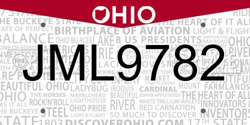 JML9782 Ohio License Plate
