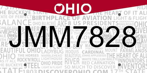 JMM7828 Ohio License Plate