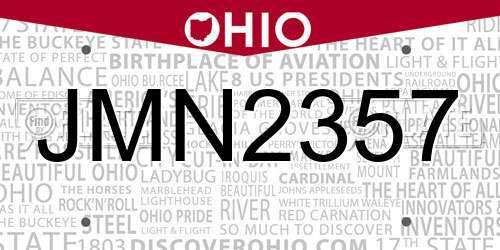 JMN2357 Ohio License Plate