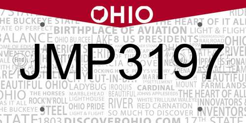 JMP3197 Ohio License Plate