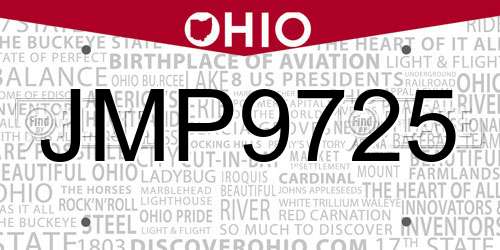 JMP9725 Ohio License Plate