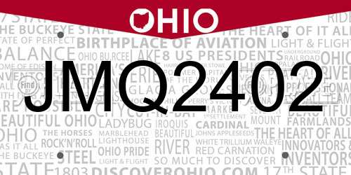 JMQ2402 Ohio License Plate