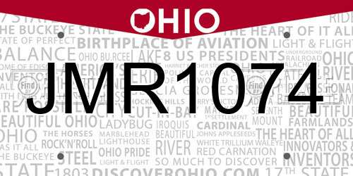 JMR1074 Ohio License Plate