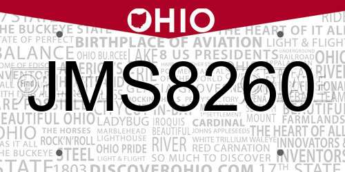 JMS8260 Ohio License Plate