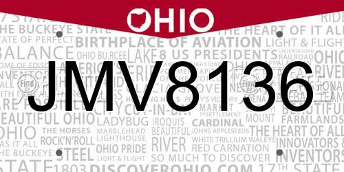 JMV8136 Ohio License Plate