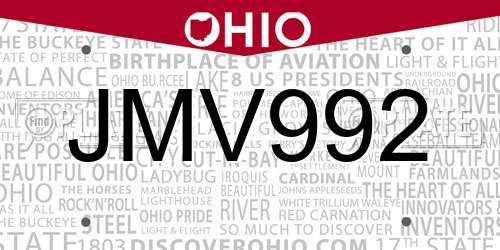JMV992 Ohio License Plate