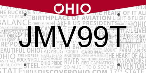 JMV99T Ohio License Plate