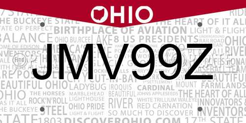 JMV99Z Ohio License Plate