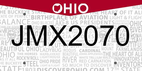 JMX2070 Ohio License Plate