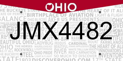 JMX4482 Ohio License Plate