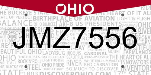 JMZ7556 Ohio License Plate