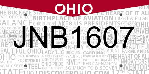 JNB1607 Ohio License Plate