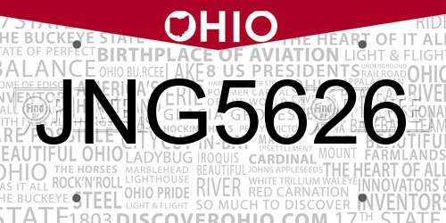 JNG5626 Ohio License Plate
