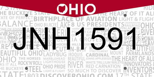 JNH1591 Ohio License Plate