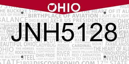 JNH5128 Ohio License Plate