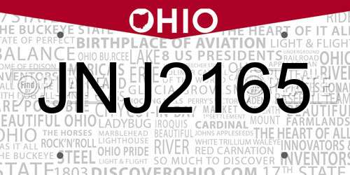 JNJ2165 Ohio License Plate