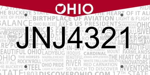 JNJ4321 Ohio License Plate