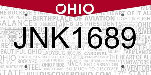 JNK1689 Ohio License Plate