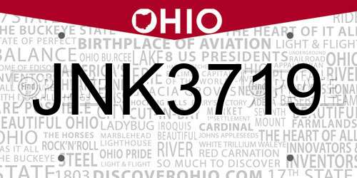 JNK3719 Ohio License Plate