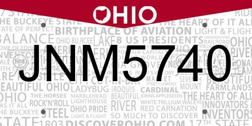 JNM5740 Ohio License Plate