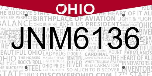 JNM6136 Ohio License Plate