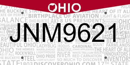 JNM9621 Ohio License Plate