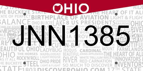 JNN1385 Ohio License Plate