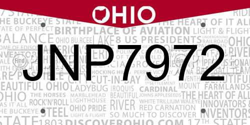 JNP7972 Ohio License Plate
