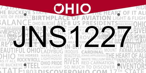 JNS1227 Ohio License Plate