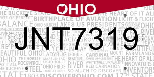 JNT7319 Ohio License Plate